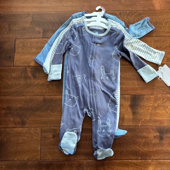 Cloud Island Boys Sleepers Pajamas Footies 3-6 Months Blue NEW Lot of 3 - Picture 1 of 8